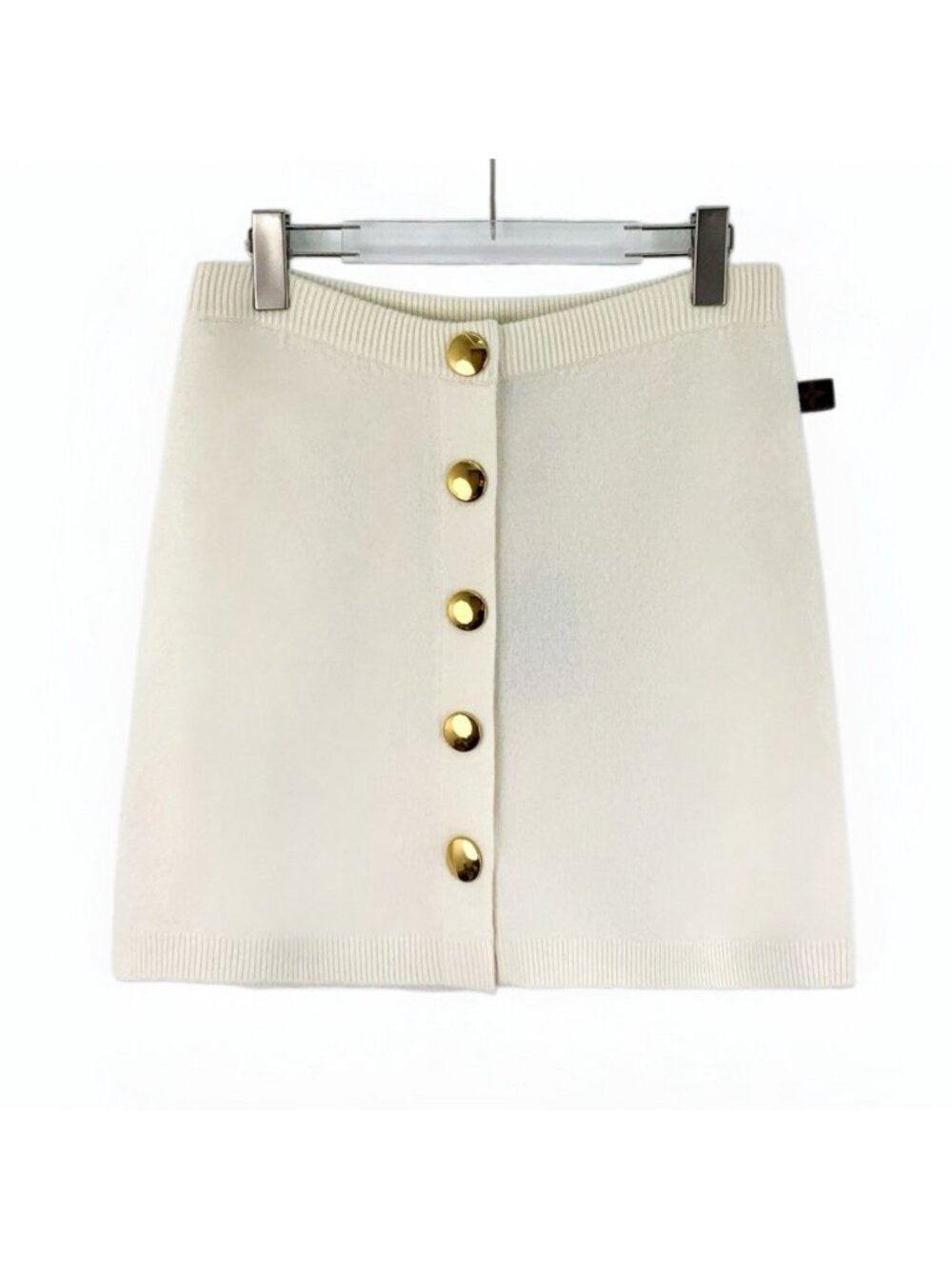 Louis Vuitton Beige Leather Patch Cotton Single-Breasted Casual Skirt